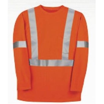 8.8 Oz. Polartec® Power Dry® FR Long Sleeve T-Shirt w/Reflective Tape (Orange)