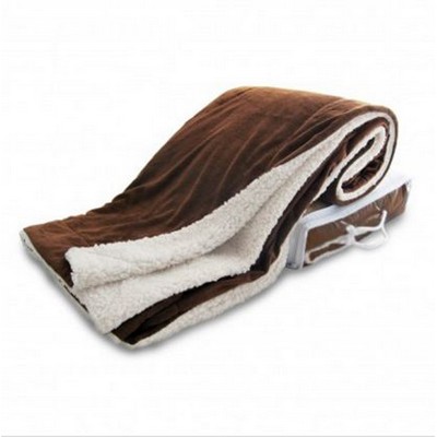 Oversized Micro Mink Sherpa Blanket - Chocolate