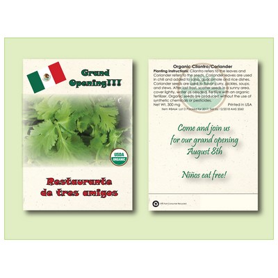 Organic Cilantro/Coriander Herb Seed Packet (3.25" x 4.5")