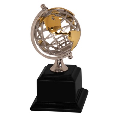 Metal Globe Award 8 3/4 "H