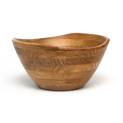 Lipper Oak Finish Large Wavy Rim Bowl