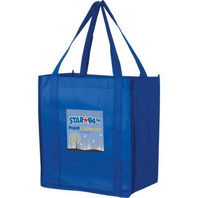 Non Woven Economy Buster Grocery Bag w/ 4 Color Imprint (13"x10"x15")