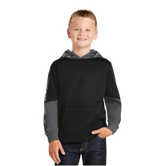 Sport-Tek® Youth Sport-Wick® Mineral Freeze Fleece Colorblock Hooded Pullover Shirt