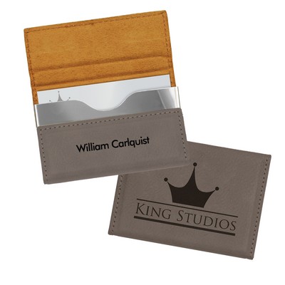 Leatherette Hard Business Card Case - Grey