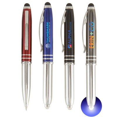 Vivano Duo w/LED Light & Stylus - ColorJet - Full-Color Metal Pen