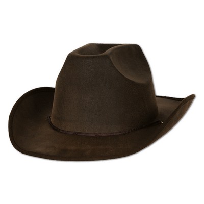 Faux Brown Leather Western Hat