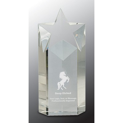 9" Clear Crystal Star Column Award