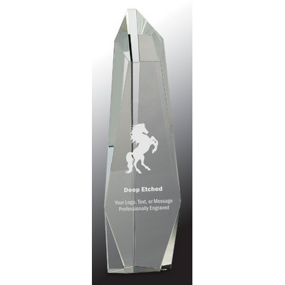 12" Clear Crystal Facet Slant-Top Tower Award