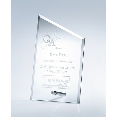 Beveled Sail Jade Glass Award with Aluminum Pole, Small (8"x5")