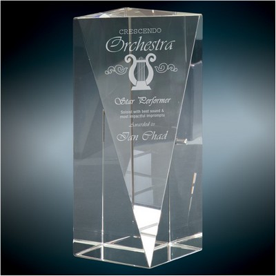 Crystal Triangle Front Pillar Award, 7"H