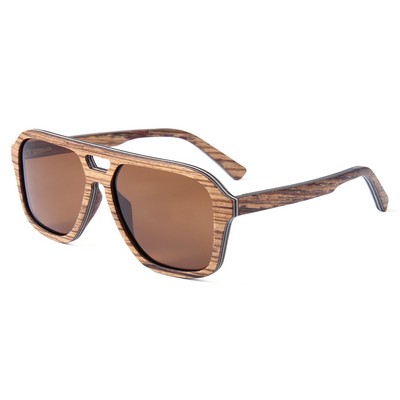 Zebra Wood Sunglasses - Brown Polarized Lenses - Zebra Wood Frames