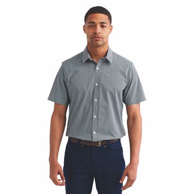 ARTISAN COLLECTION BY REPRIME Men's Microcheck Gingham Short-Sleeve Cotton Shirt