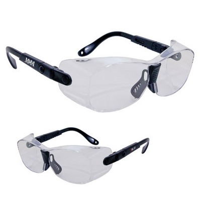 Large Encased Single-Piece Lens Safety Glasses w/Flexible Temples