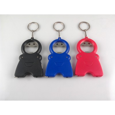 Smile Keychain Bottle Opener, LED Light With Tape Measure