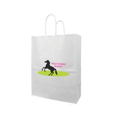 White Kraft Paper Shopping Bag Digital Print (13"x7"x17")