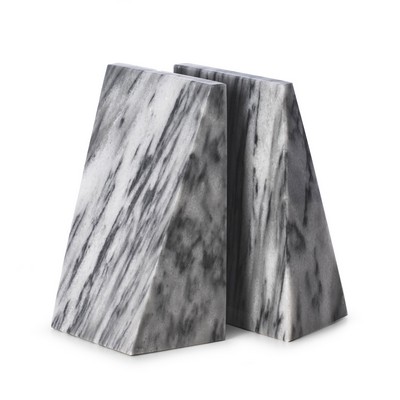 Carrera grey solid marble wedge bookends