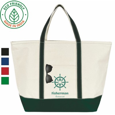 Anchor Boat Bag Eco Friendly Canvas Tote Green Trim