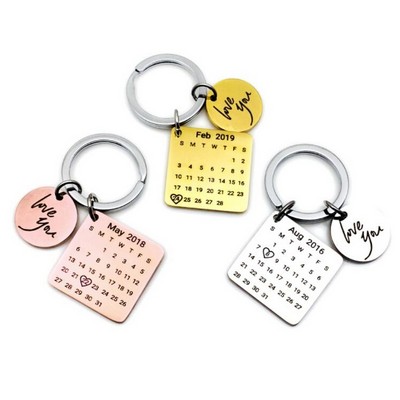 Lovers Anniversary Calendar Keychain