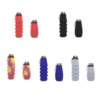 500Ml Collapsible Silicone Water Bottles With Carabiner