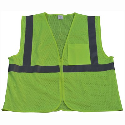 Lime Mesh ANSI/ISEA 107-2015 CLASS 2 Safety Vests With Zipper Closure