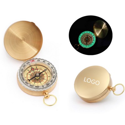 Pocket Luminous Camping Survival Compass Copper