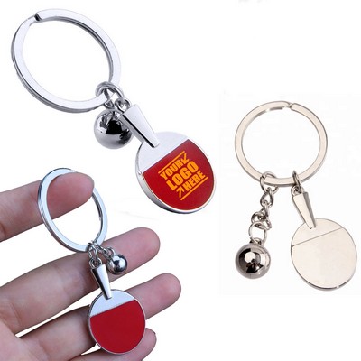 Metal Table Tennis Racket Keychain