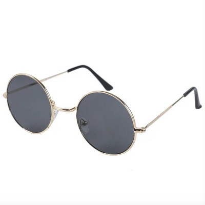 Round Frame Metal Sunglasses with Colored Lenses