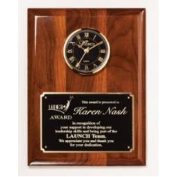 Walnut Finish Plaque w/Clock