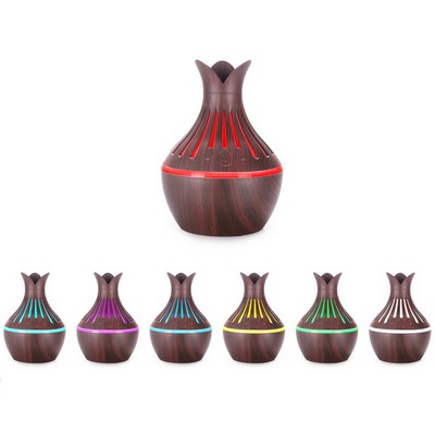 10 Oz. Vase-shaped Wood Grain Aroma Air Humidifier