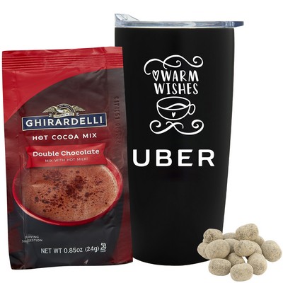 Promo Revolution - 20 Oz. Straight Tumbler w/Plastic Liner Gift Set w/Hot Cocoa Mix & Smores Bites