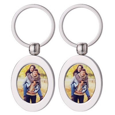 Oval Metal Photo Frame Keychain