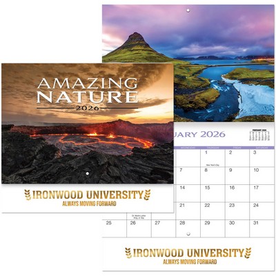 Luxe Amazing Nature Stapled Wall Calendar