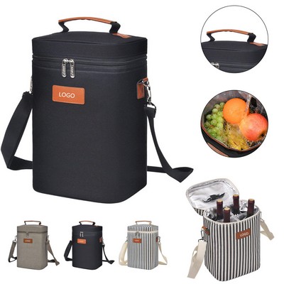 Insulated Padded Portable Wine Carrying Cooler Tote Bag