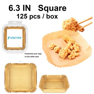 6.3" Square Air Fryer Disposable Paper Liners - 125 Pcs / Box