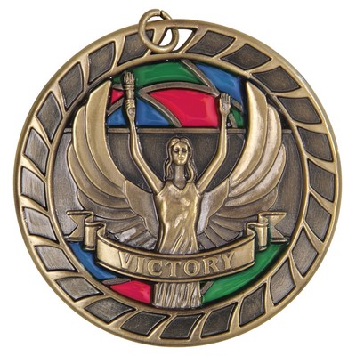 Stained Glass Medal - " Victory Antique Gold Award Trophy, 2"