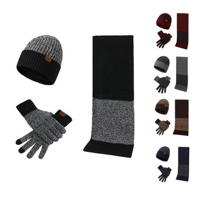 Beanie Hat Scarf Touch Screen Gloves Set