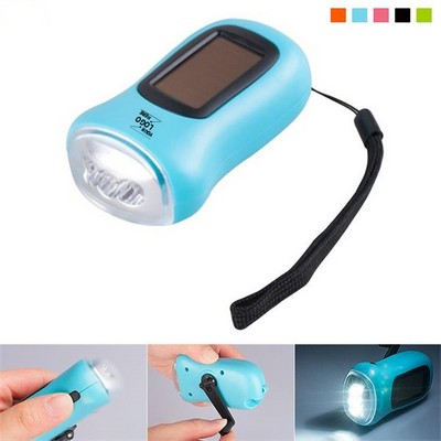 Solar Hand Crank Emergency Flashlight