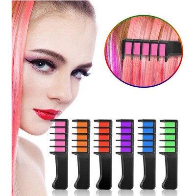 Vibrant 6 Color Set - Temporary Hair Dye Chalk Comb Collection