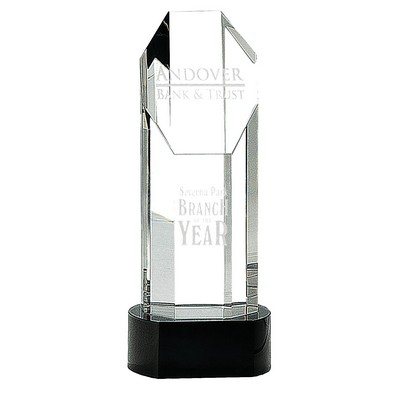 9.75" Octagon Slant-Top Crystal on Black Pedestal Base