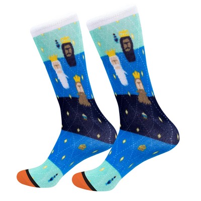 360 Full Color Unisex Crew Socks w/ Stock Colored Toe