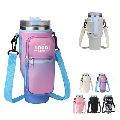 Water Bottle Carrier Bag with Phone Pocket for 40oz Tumbler