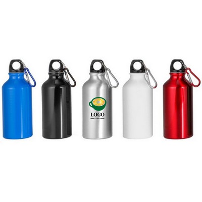 14 Oz Aluminum Water Bottle With Carabiner And Twist Cap