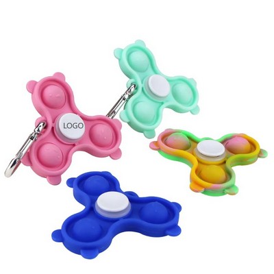 Silicone Stress Reliever Spinning Fidget Spinner Toys w/Keychain