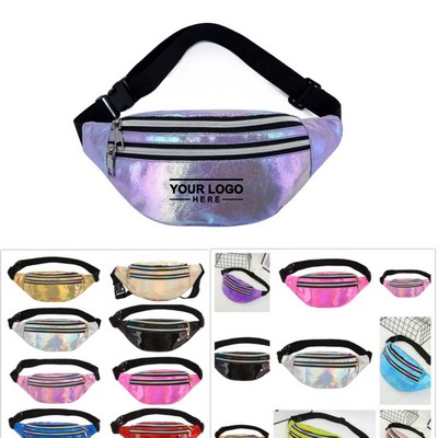 Sleek Holographic Waist Bag wibagsth a Shimmering Finish