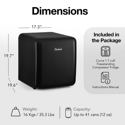 Cooluli® Curve 1.7 cu ft Mini Fridge