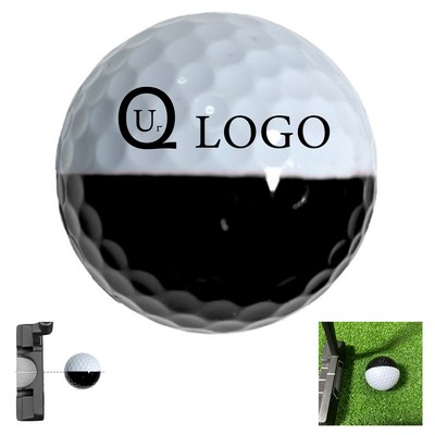 Customizable Black And White Spliced Golf Ball