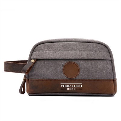 Canvas Toiletry Travel Bag with Zipper - Compact and Stylish