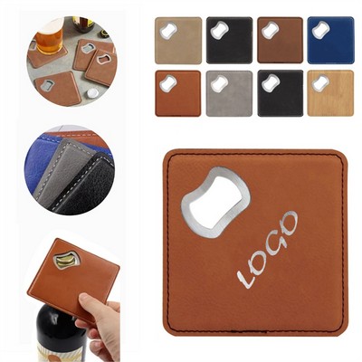 Pu Leather Coaster With Bottle Opener