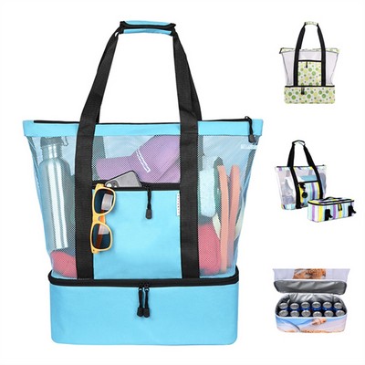 Beach Tote Bag With Insulated Cooler