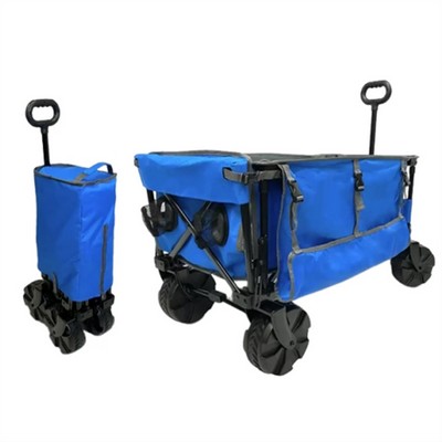 Folding Beach Wagon-With Side Umbrella Holders